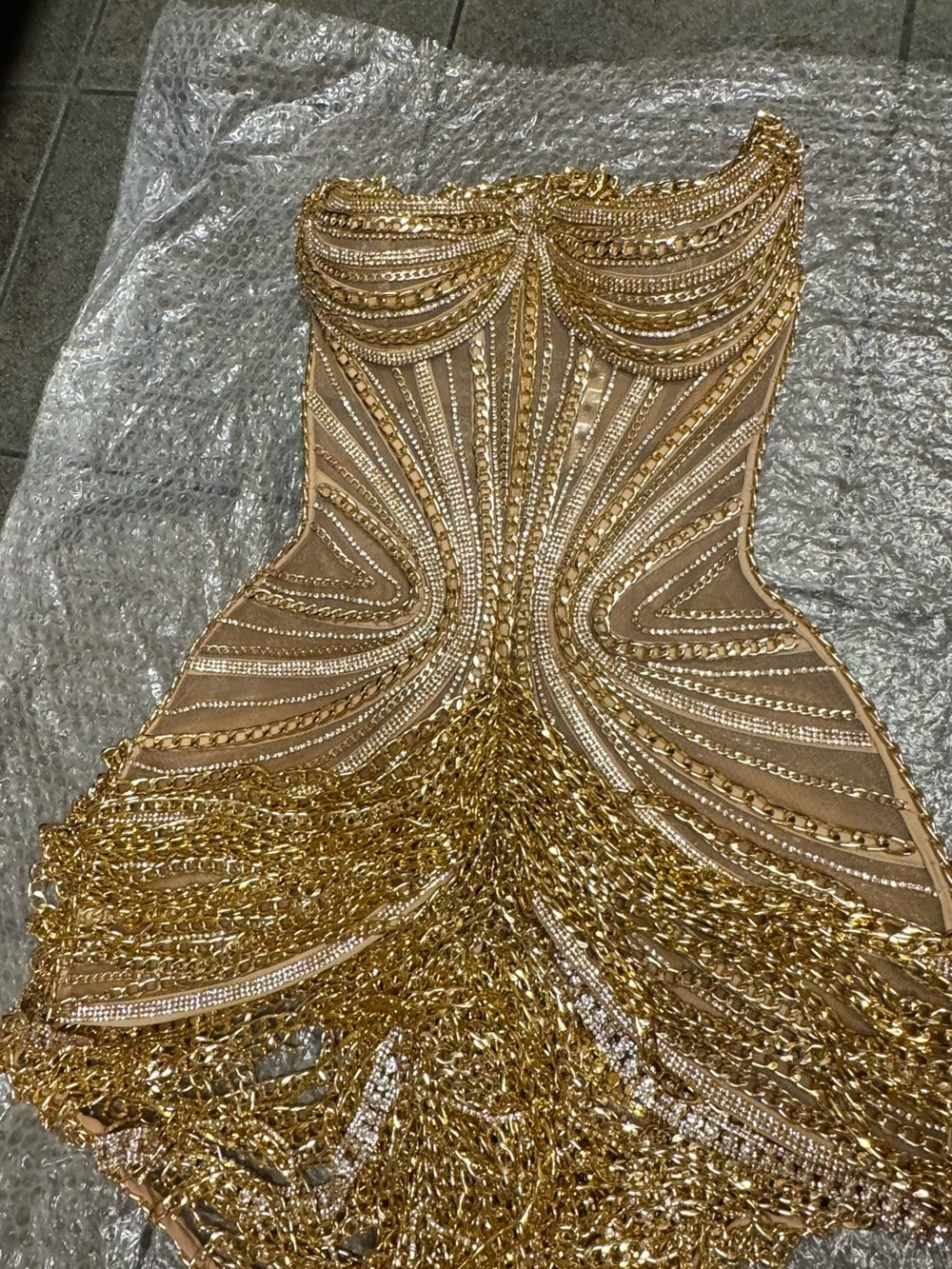 Stunning Designer Silver/Gold Evening Dress M - Picture 16 of 16
